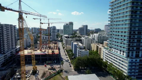 Cranes on Biscayne Bay Stock Footage 239884780