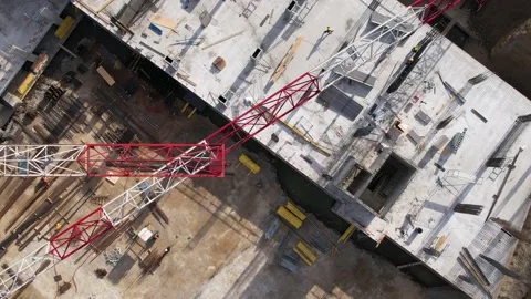 Cranes builders on the construction site Stock Footage