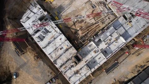 Cranes on the building construction Stock Footage 221762731