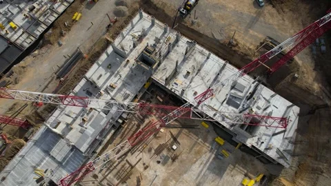 Cranes in the building construction Stock Footage 242034371