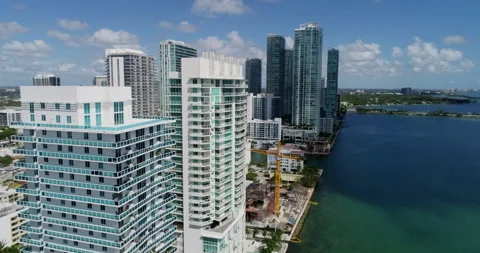 Cranes building the next Edgewater tower Stock Footage 149625520