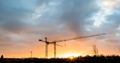Cranes of a building site Vídeo Stock 101356352