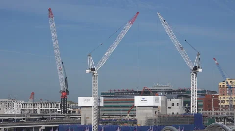 Cranes  on building site time lapse Stock Footage 52195461