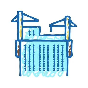 Cranes building skyscraper icon doodle illustration Ilustración de archivo