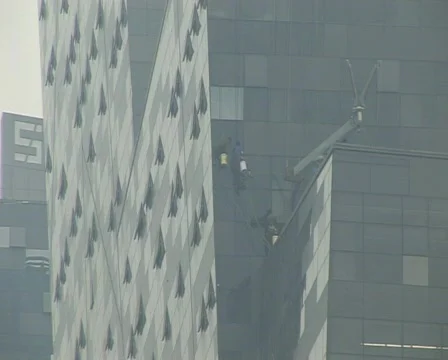 Cranes constructing buildings under pollution Stock Footage 285225