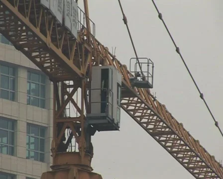 Cranes constructing buildings under pollution Stock Footage 285280