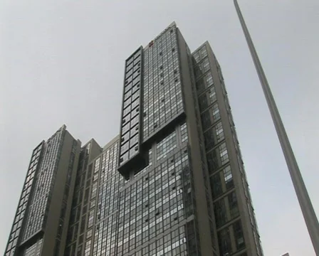 Cranes constructing buildings under pollution Stock Footage 337242