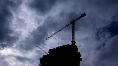 Cranes on Construction Area Stock Footage 2667307