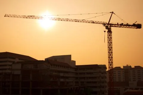 Cranes construction silhouette Stock Photos