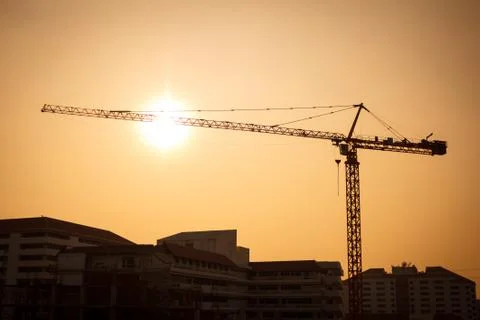 Cranes construction silhouette Stock Photos