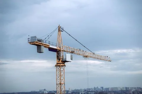 Cranes at construction site. building crane on sky Stock Photos