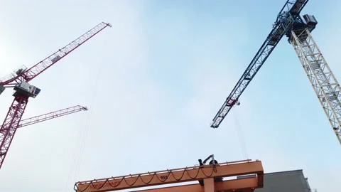 Cranes at Construction Site Stock Footage 146488870