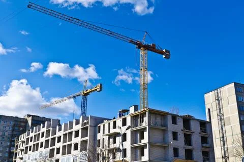 Cranes at a construction site Stock Photos