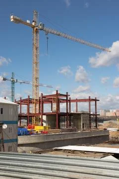 Cranes on a construction site Stock Photos