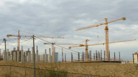 Cranes construction time Lapse Stock Footage 457076