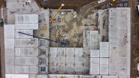 Cranes on construction top view Stock Footage 168614046