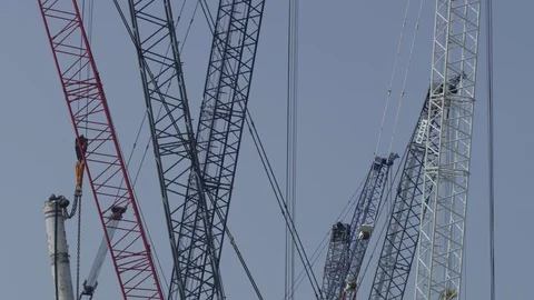 Cranes on dock in port Taman Stock-Footage 123780659