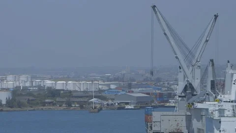 Cranes in Durban harbour Stock Footage 159126860