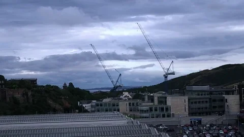 Cranes in Edinburgh, Scotland Stock Footage 83265040