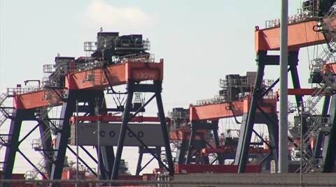 Cranes at freight harbor Stock Footage 8548041