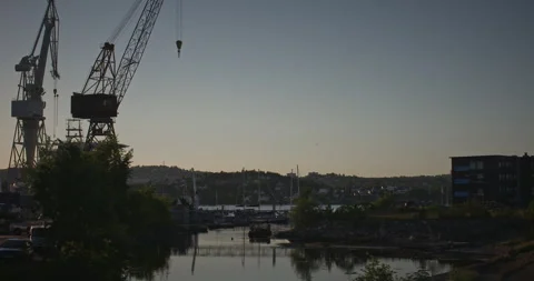Cranes at the harbor Vidéo 263035438