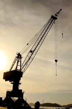 Cranes in a harbor Stock Photos