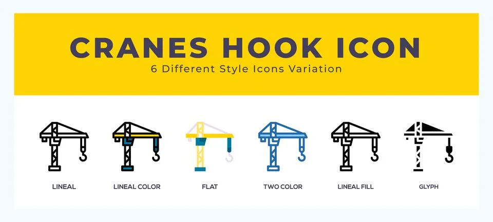 Cranes hook icon set. Design elements for logo Stock Illustration