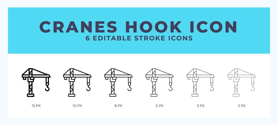 Cranes hook line icon. Vector icon symbol. Logo illustration. Editable line.. Stock Illustration