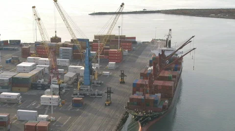 Cranes move into position at Port Stock Footage 476474