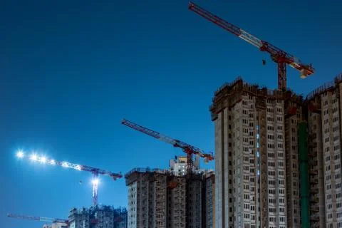 Cranes at night Foto stock