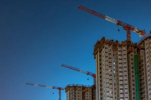 Cranes at night Stock Photos