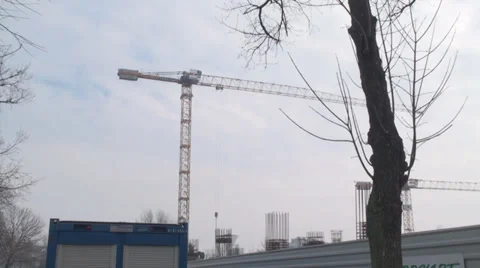 Cranes Operating Still-Shot Stock Footage 35231376