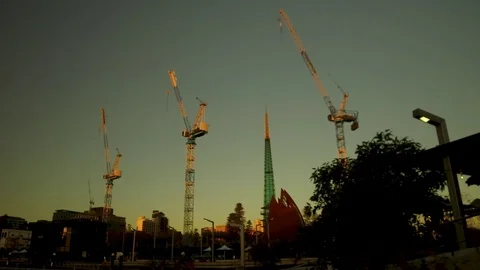 Cranes of Perth tracking shot in 4k Stock Footage 104599265