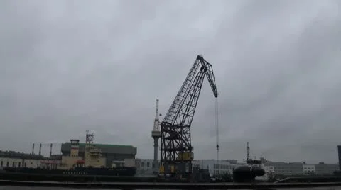 Cranes in the port of Stock Footage 10598092