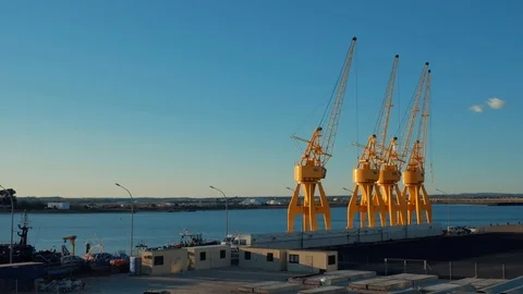 Cranes in the port Stock Footage 86644245