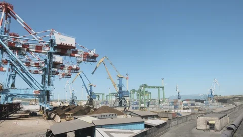 Cranes in port Stock Footage 90863019