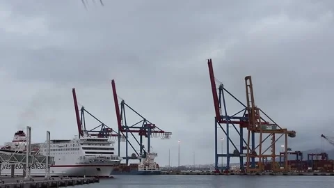 Cranes in the port of Malaga Stock Footage 248239329