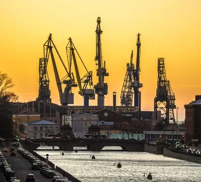 Cranes at the port Stock Photos