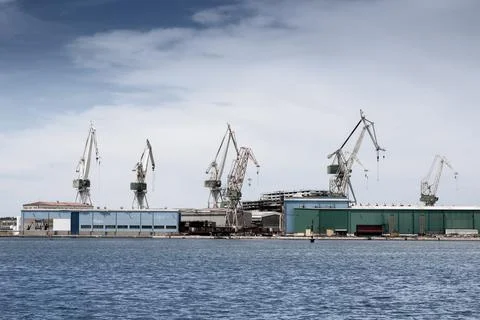 Cranes in port Stock Photos