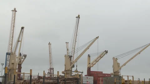 Cranes at port timelapse Stock Footage 1084327