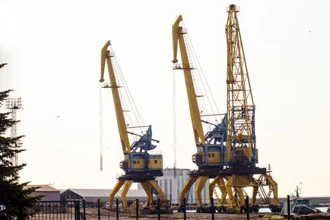 Cranes in the seaport Stock Photos