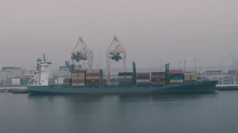Cranes, Ships and Containers Stock Footage 49093245