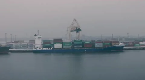 Cranes, Ships and Containers Stock Footage 49093259