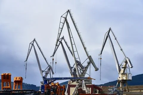 Cranes in Shipyard, Biscay Stock Photos
