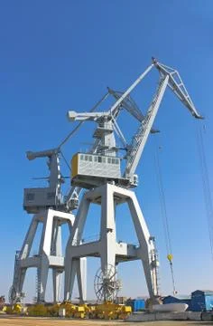 Cranes in the shipyard. Stock Photos