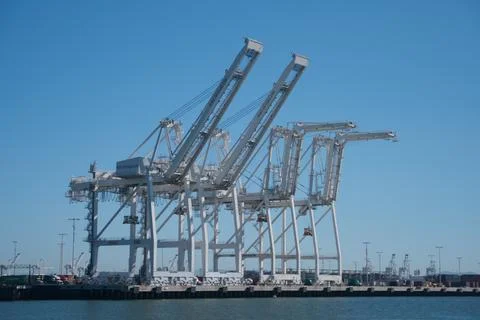 Cranes at shipyard Stock Photos