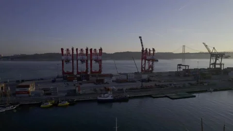 Cranes in terminal Stock Footage 168777661