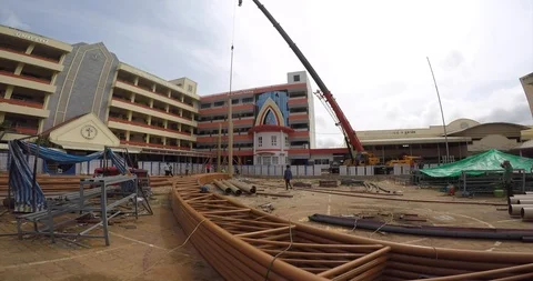 Cranes at work Stock Footage 94748691