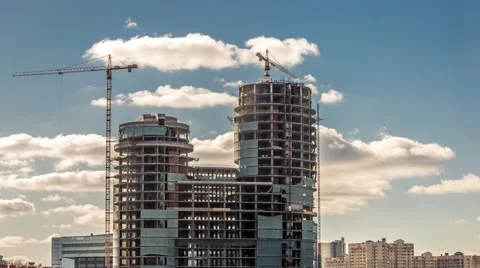 Cranes at work timelapse Stock Footage 61458581