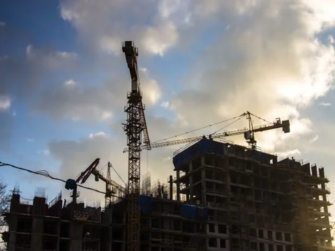 Cranes working on construction Stock Footage 71603114